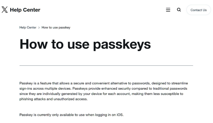 冯坡镇苹果维修店铺分享iOS用户如何通过通行密钥(Passkey)登录 
